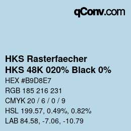Farbcode: HKS Rasterfaecher - HKS 48K 020% Black 0% | qconv.com