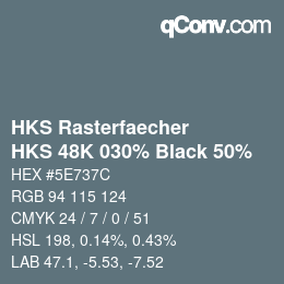 カラーコード: HKS Rasterfaecher - HKS 48K 030% Black 50% | qconv.com