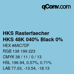 Code couleur: HKS Rasterfaecher - HKS 48K 040% Black 0% | qconv.com