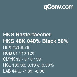 Color code: HKS Rasterfaecher - HKS 48K 040% Black 50% | qconv.com