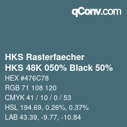 カラーコード: HKS Rasterfaecher - HKS 48K 050% Black 50% | qconv.com
