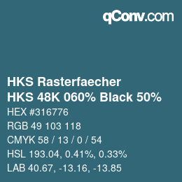 カラーコード: HKS Rasterfaecher - HKS 48K 060% Black 50% | qconv.com