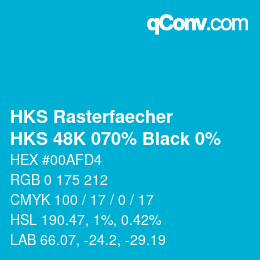 Code couleur: HKS Rasterfaecher - HKS 48K 070% Black 0% | qconv.com