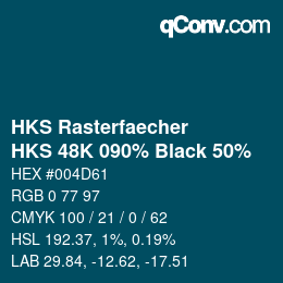 カラーコード: HKS Rasterfaecher - HKS 48K 090% Black 50% | qconv.com