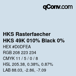 Código de color: HKS Rasterfaecher - HKS 49K 010% Black 0% | qconv.com