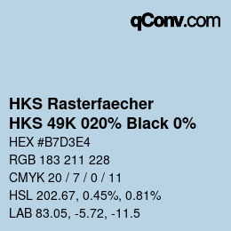 Color code: HKS Rasterfaecher - HKS 49K 020% Black 0% | qconv.com