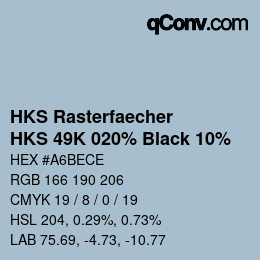 カラーコード: HKS Rasterfaecher - HKS 49K 020% Black 10% | qconv.com