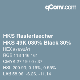 カラーコード: HKS Rasterfaecher - HKS 49K 030% Black 30% | qconv.com