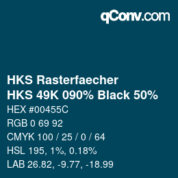 カラーコード: HKS Rasterfaecher - HKS 49K 090% Black 50% | qconv.com