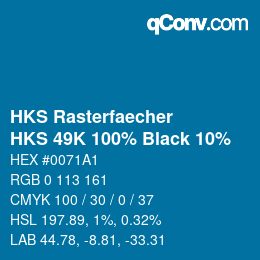 カラーコード: HKS Rasterfaecher - HKS 49K 100% Black 10% | qconv.com