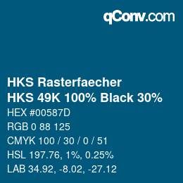 カラーコード: HKS Rasterfaecher - HKS 49K 100% Black 30% | qconv.com