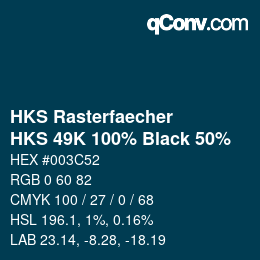 Code couleur: HKS Rasterfaecher - HKS 49K 100% Black 50% | qconv.com