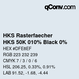 Código de color: HKS Rasterfaecher - HKS 50K 010% Black 0% | qconv.com