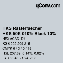 Code couleur: HKS Rasterfaecher - HKS 50K 010% Black 10% | qconv.com