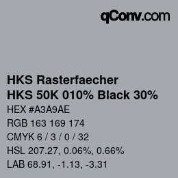 カラーコード: HKS Rasterfaecher - HKS 50K 010% Black 30% | qconv.com
