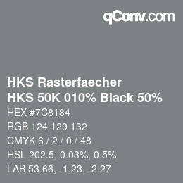 カラーコード: HKS Rasterfaecher - HKS 50K 010% Black 50% | qconv.com