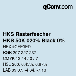 カラーコード: HKS Rasterfaecher - HKS 50K 020% Black 0% | qconv.com