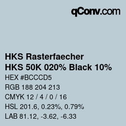 カラーコード: HKS Rasterfaecher - HKS 50K 020% Black 10% | qconv.com