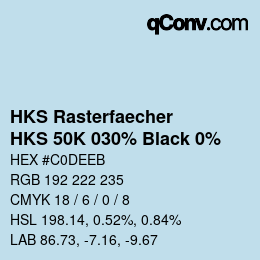 Farbcode: HKS Rasterfaecher - HKS 50K 030% Black 0% | qconv.com
