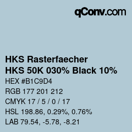 Color code: HKS Rasterfaecher - HKS 50K 030% Black 10% | qconv.com