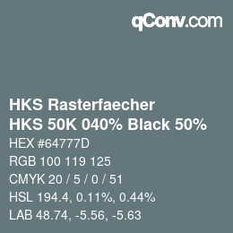 Color code: HKS Rasterfaecher - HKS 50K 040% Black 50% | qconv.com