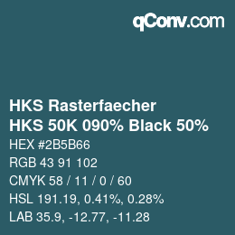 カラーコード: HKS Rasterfaecher - HKS 50K 090% Black 50% | qconv.com
