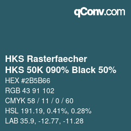 Color code: HKS Rasterfaecher - HKS 50K 090% Black 50% | qconv.com