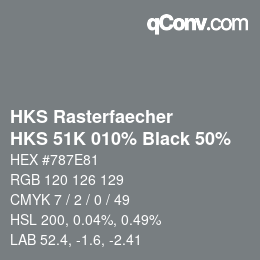Código de color: HKS Rasterfaecher - HKS 51K 010% Black 50% | qconv.com