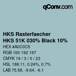 カラーコード: HKS Rasterfaecher - HKS 51K 030% Black 10% | qconv.com