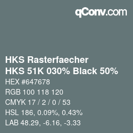 Color code: HKS Rasterfaecher - HKS 51K 030% Black 50% | qconv.com