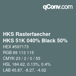 カラーコード: HKS Rasterfaecher - HKS 51K 040% Black 50% | qconv.com