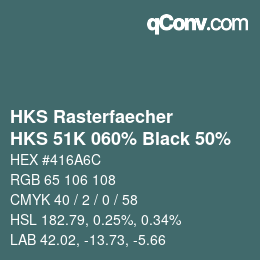 颜色代码: HKS Rasterfaecher - HKS 51K 060% Black 50% | qconv.com
