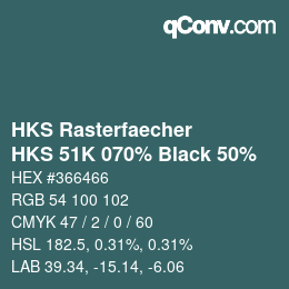 Código de color: HKS Rasterfaecher - HKS 51K 070% Black 50% | qconv.com