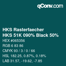 颜色代码: HKS Rasterfaecher - HKS 51K 090% Black 50% | qconv.com