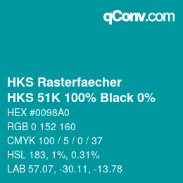 カラーコード: HKS Rasterfaecher - HKS 51K 100% Black 0% | qconv.com