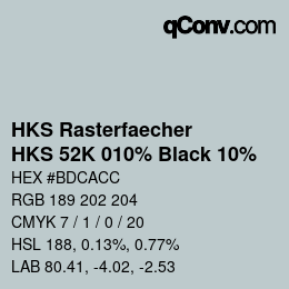 Código de color: HKS Rasterfaecher - HKS 52K 010% Black 10% | qconv.com