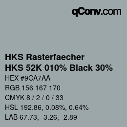 カラーコード: HKS Rasterfaecher - HKS 52K 010% Black 30% | qconv.com