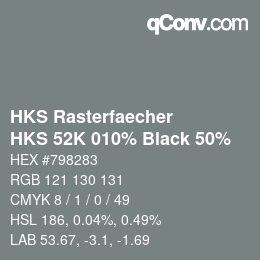 Color code: HKS Rasterfaecher - HKS 52K 010% Black 50% | qconv.com