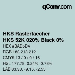 Code couleur: HKS Rasterfaecher - HKS 52K 020% Black 0% | qconv.com