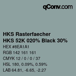 カラーコード: HKS Rasterfaecher - HKS 52K 020% Black 30% | qconv.com