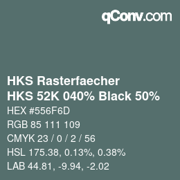 Code couleur: HKS Rasterfaecher - HKS 52K 040% Black 50% | qconv.com