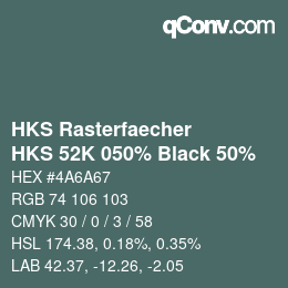 Farbcode: HKS Rasterfaecher - HKS 52K 050% Black 50% | qconv.com