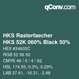 カラーコード: HKS Rasterfaecher - HKS 52K 060% Black 50% | qconv.com