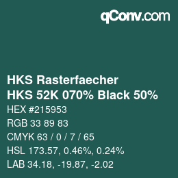 Code couleur: HKS Rasterfaecher - HKS 52K 070% Black 50% | qconv.com