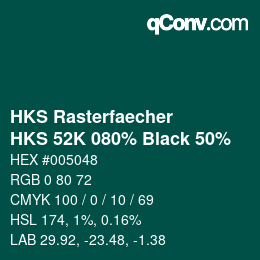 Código de color: HKS Rasterfaecher - HKS 52K 080% Black 50% | qconv.com