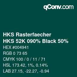 Color code: HKS Rasterfaecher - HKS 52K 090% Black 50% | qconv.com