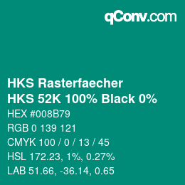カラーコード: HKS Rasterfaecher - HKS 52K 100% Black 0% | qconv.com