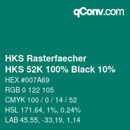 Code couleur: HKS Rasterfaecher - HKS 52K 100% Black 10% | qconv.com