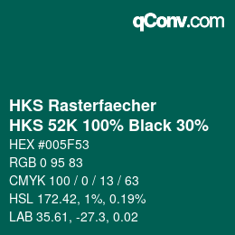 颜色代码: HKS Rasterfaecher - HKS 52K 100% Black 30% | qconv.com