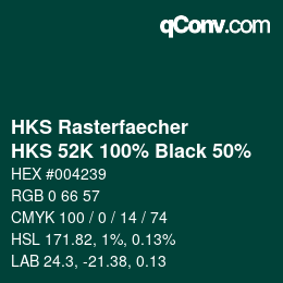 Color code: HKS Rasterfaecher - HKS 52K 100% Black 50% | qconv.com